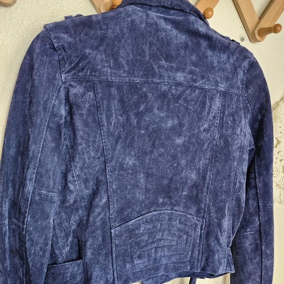 Vigoss Genuine Leather Motorcycle Jacket Women's XS Blue Cropped Long Sleeve - Picture 5 of 11